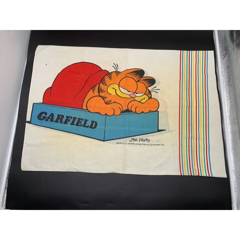 Vintage Garfield The Cat Pillow Case 1978 Jim Davis Double Sided original owner